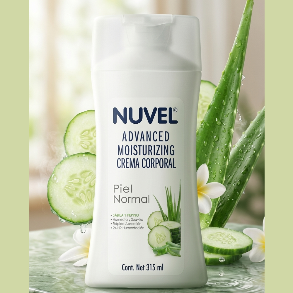 Nuvel Advanced Moisturizing Crema Corporal Sábila Y Pepino "Piel Normal" 315ml