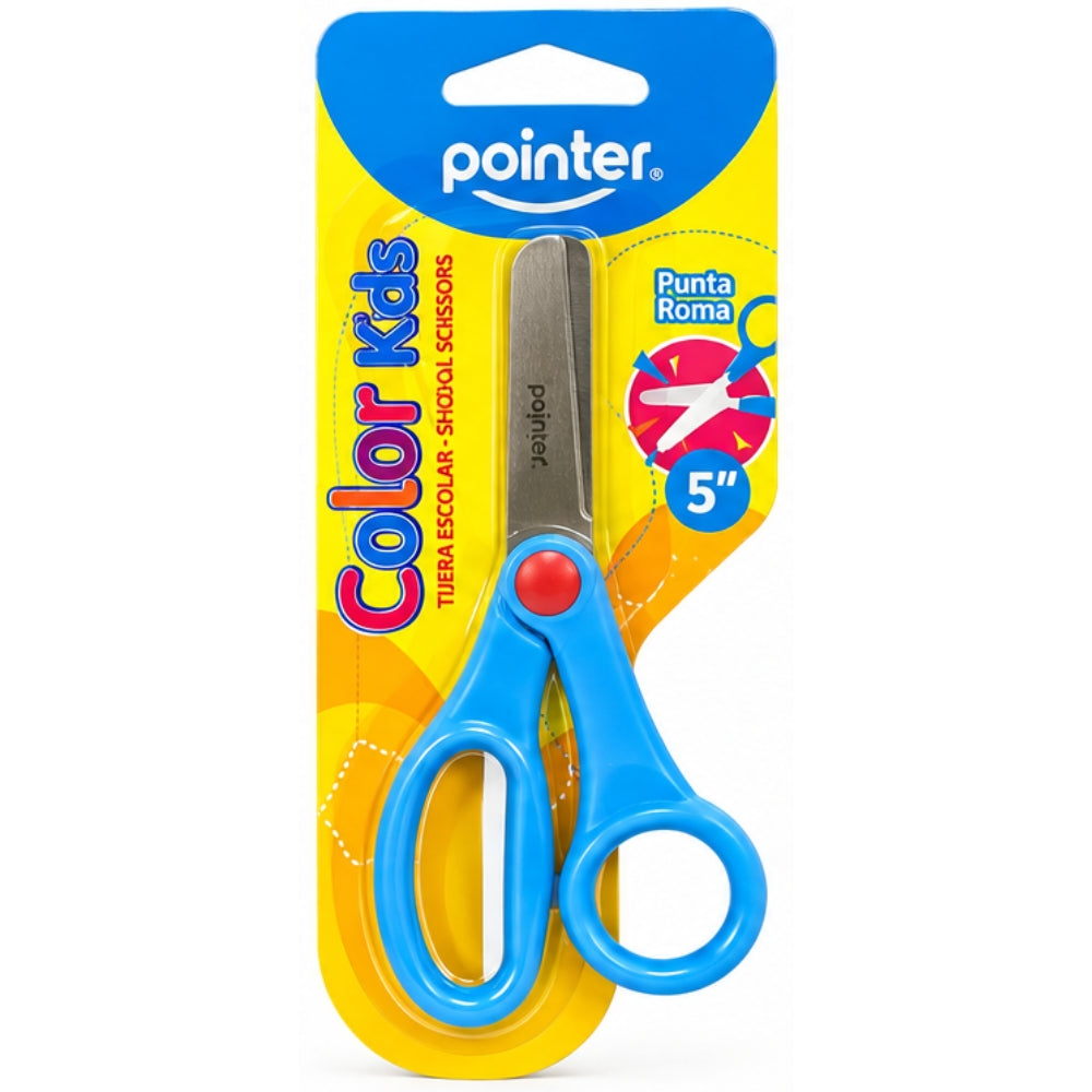 Pointer Tijera Escolar Punta Roma Color Kids Opciones Varias
