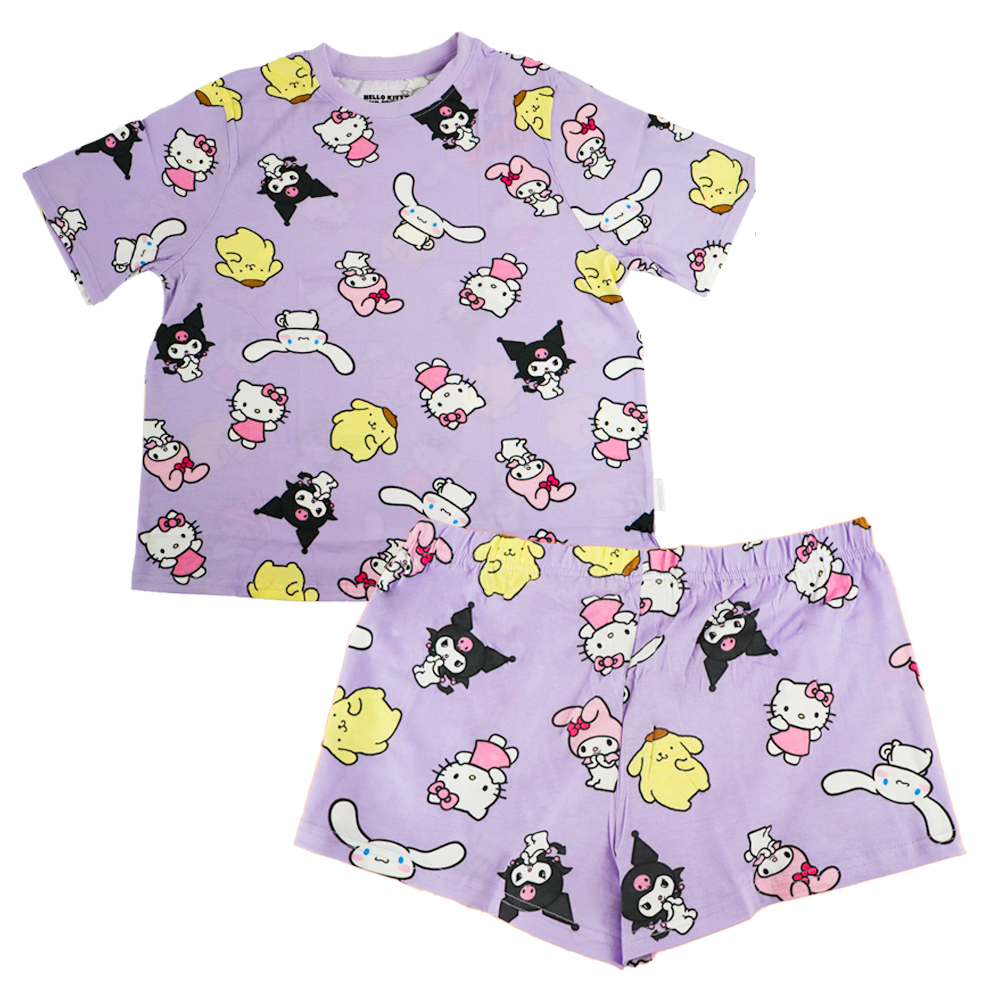 Hello Kitty and Friends Tee & Short Pijama Set Lila