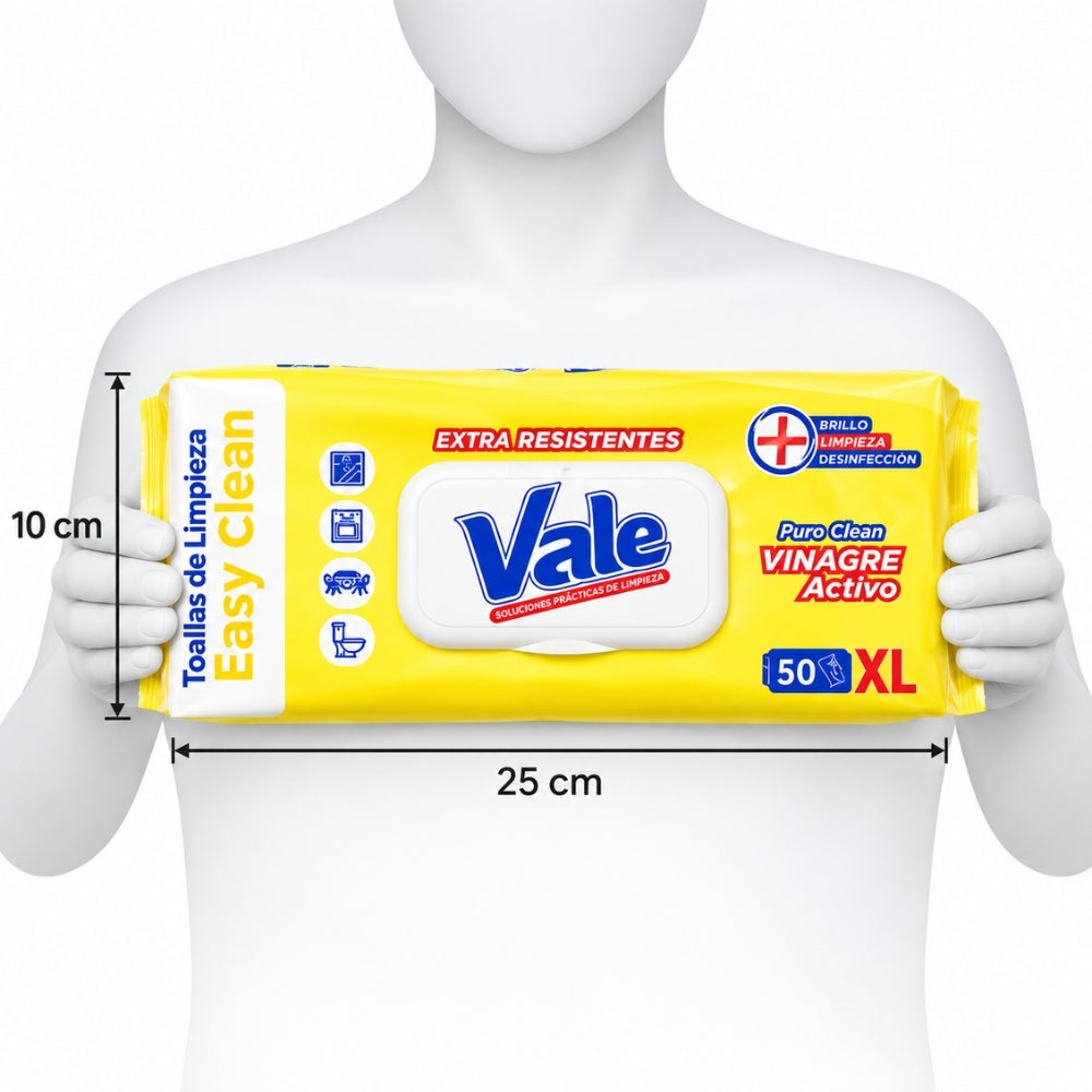 Vale Toallitas Desinfectantes Pure Clean Vinagre Activo 50 unidades