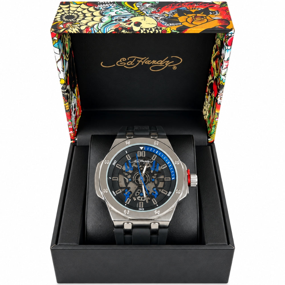 Ed Hardy Reloj Para Caballeros Electric Blue & Silver Sport