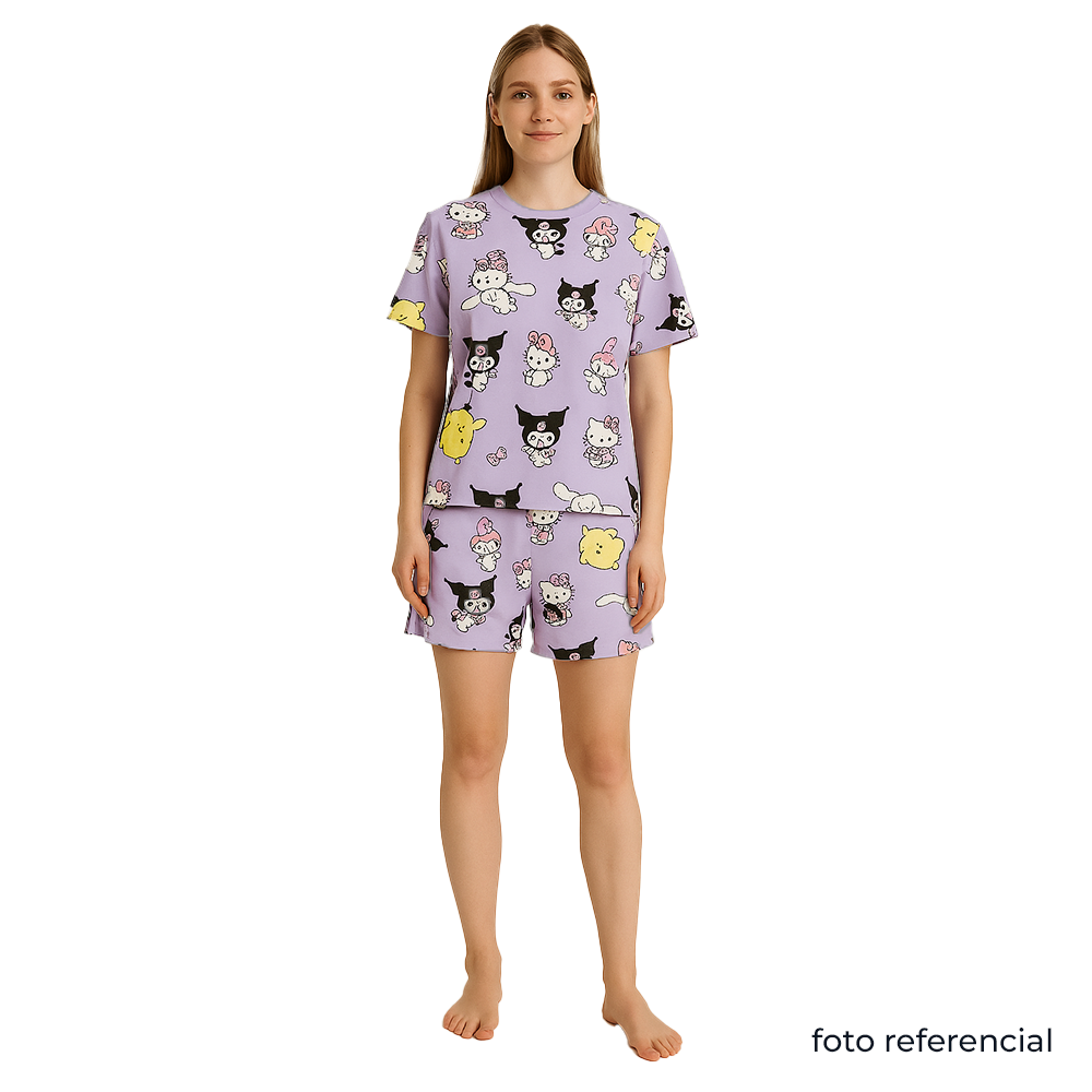 Hello Kitty and Friends Tee & Short Pijama Set Lila