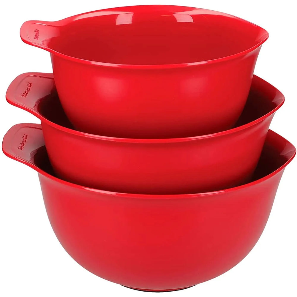 KitchenAid Set de Bowls Plasticos Para Mezclar 3 Pcs Color Rojo