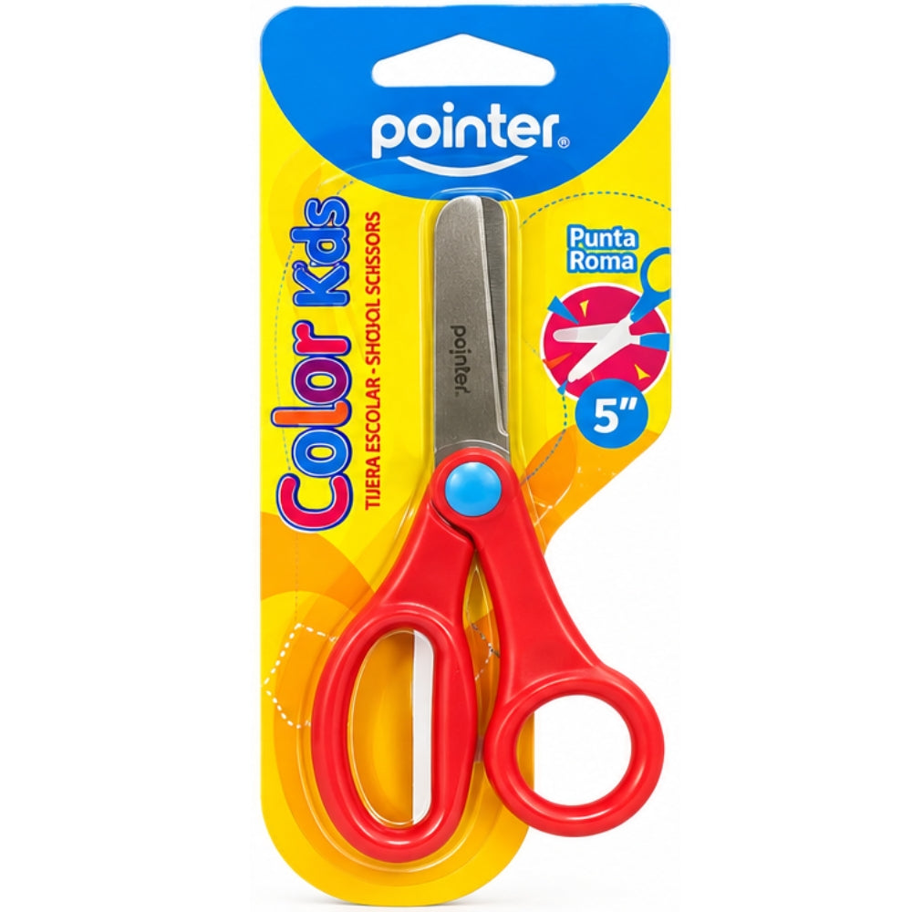 Pointer Tijera Escolar Punta Roma Color Kids Opciones Varias