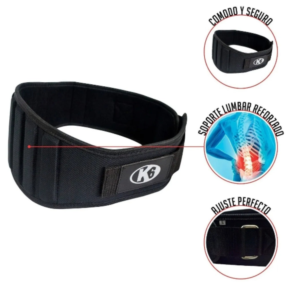 Cinturón Para Levantamiento De Pesas K6 Rhino Black