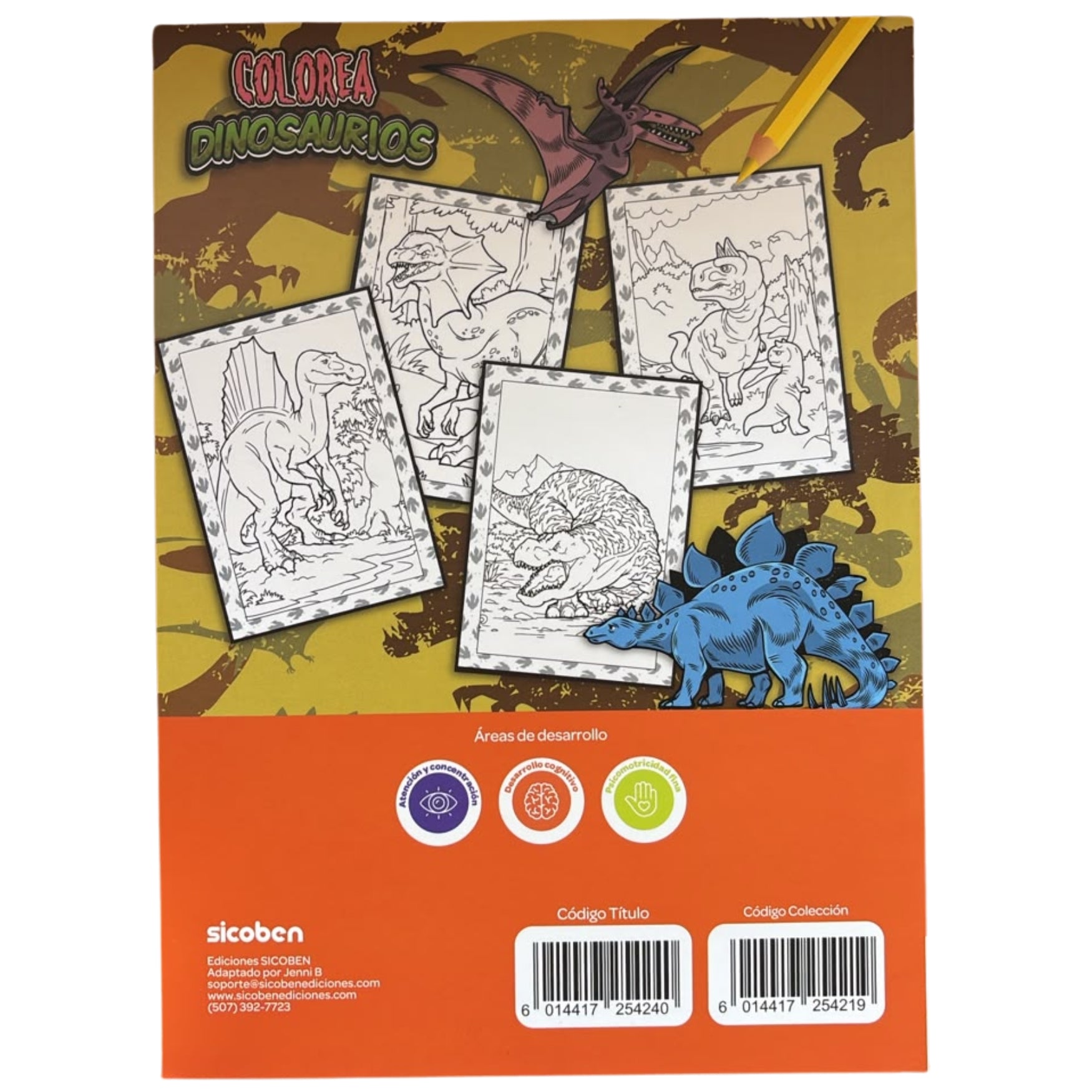 Sicoben Libro Colorea con Dinosaurios T-Rex 3+