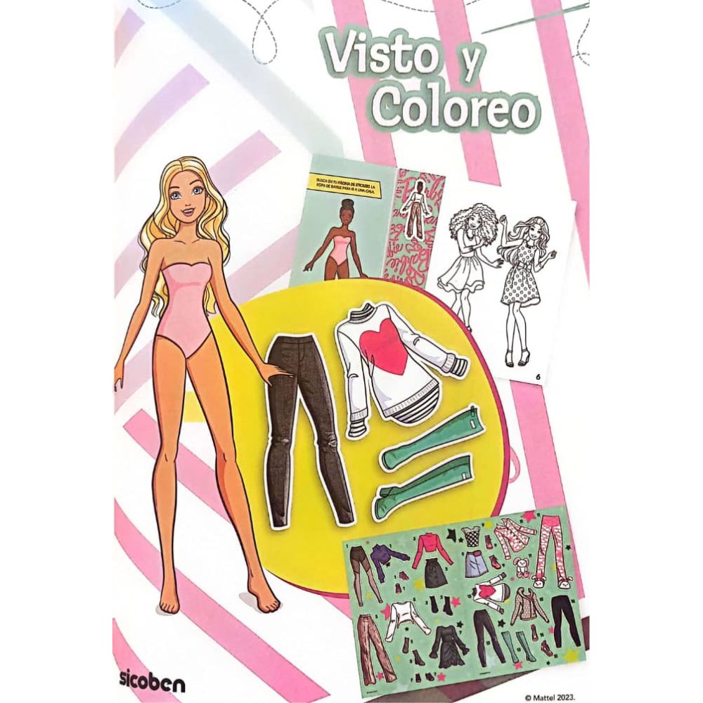 Libro De Actividades Visto Y Coloreo Barbie 16 pag + Stickers