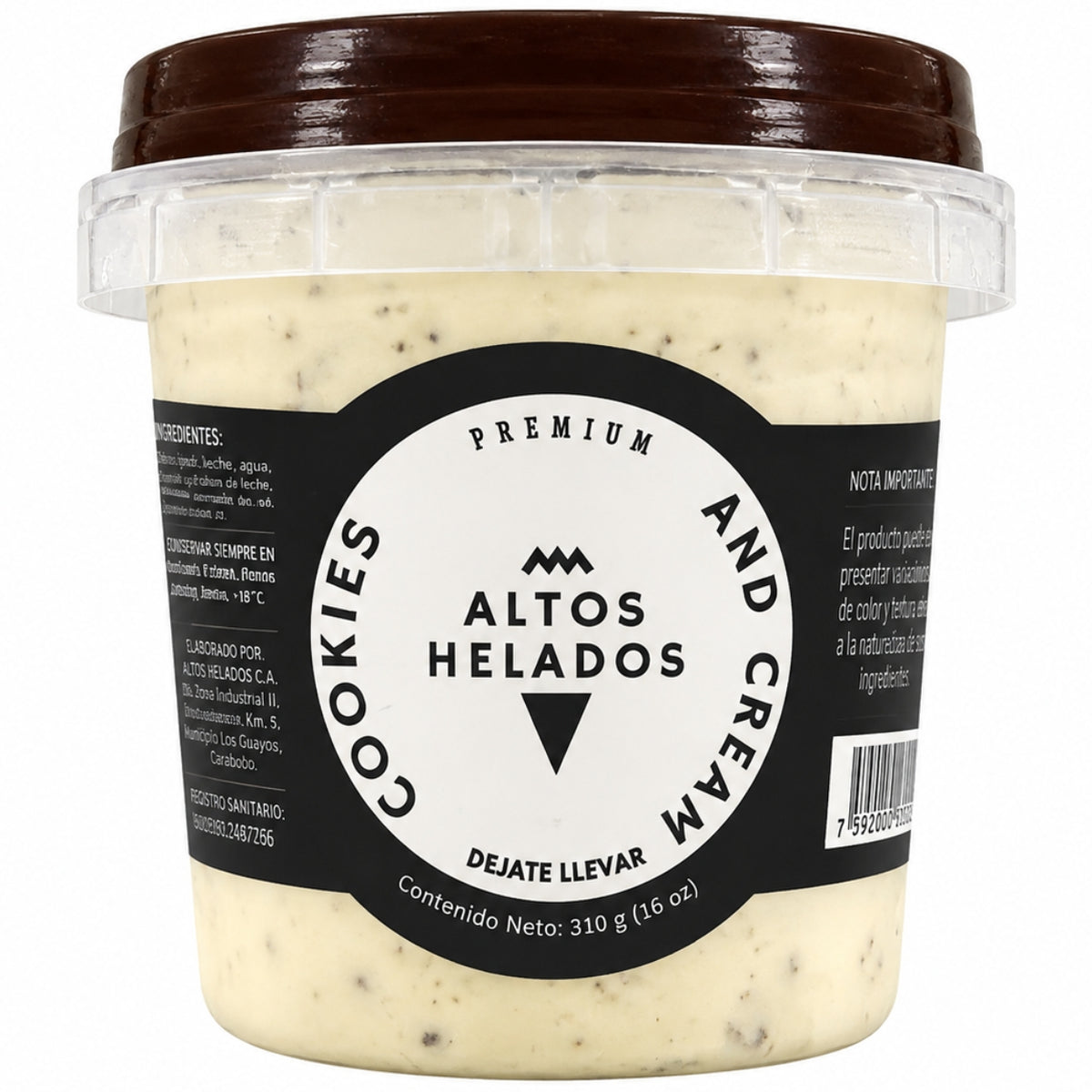 Altos Helados Sabor Cookies and Cream 16oz