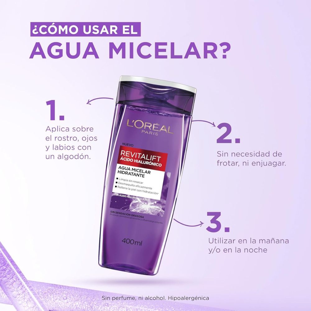 Agua Micelar L'Oreal Revitalift Acido con Hialuronico 200ml