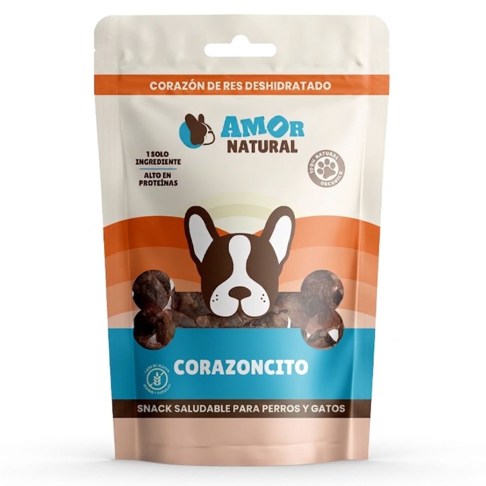 Amor Natural Treats de Corazoncito Deshidratado Para Perros Y Gatos 100gr