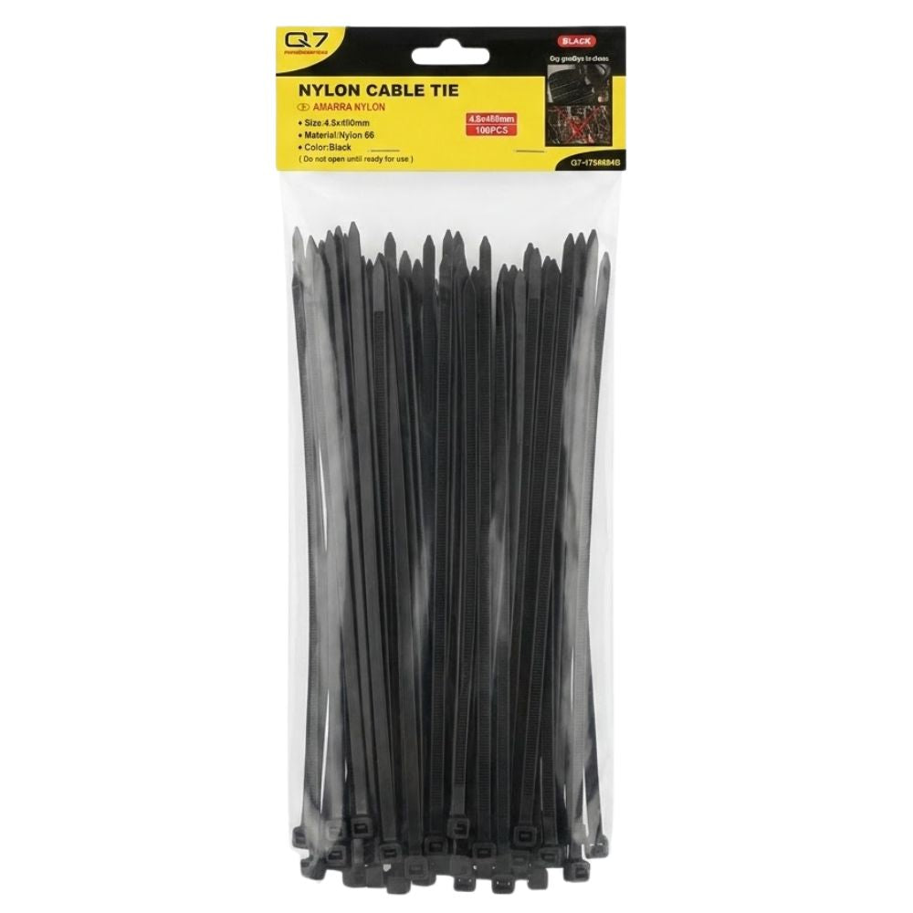 Q-7 Bolsa de Tirrap Negro 4.8x400mm 100 Und