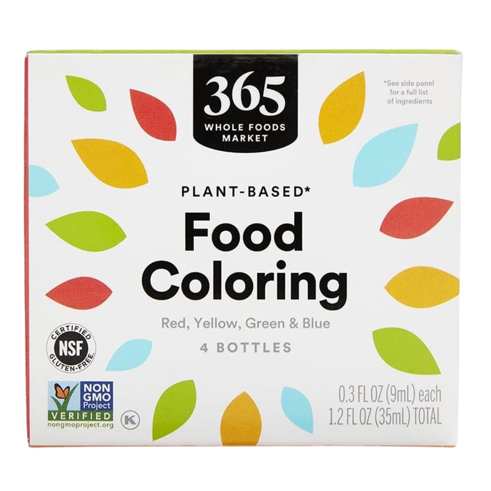 365 Whole Food Market Food Coloring 4 Bottles 9ml c/u