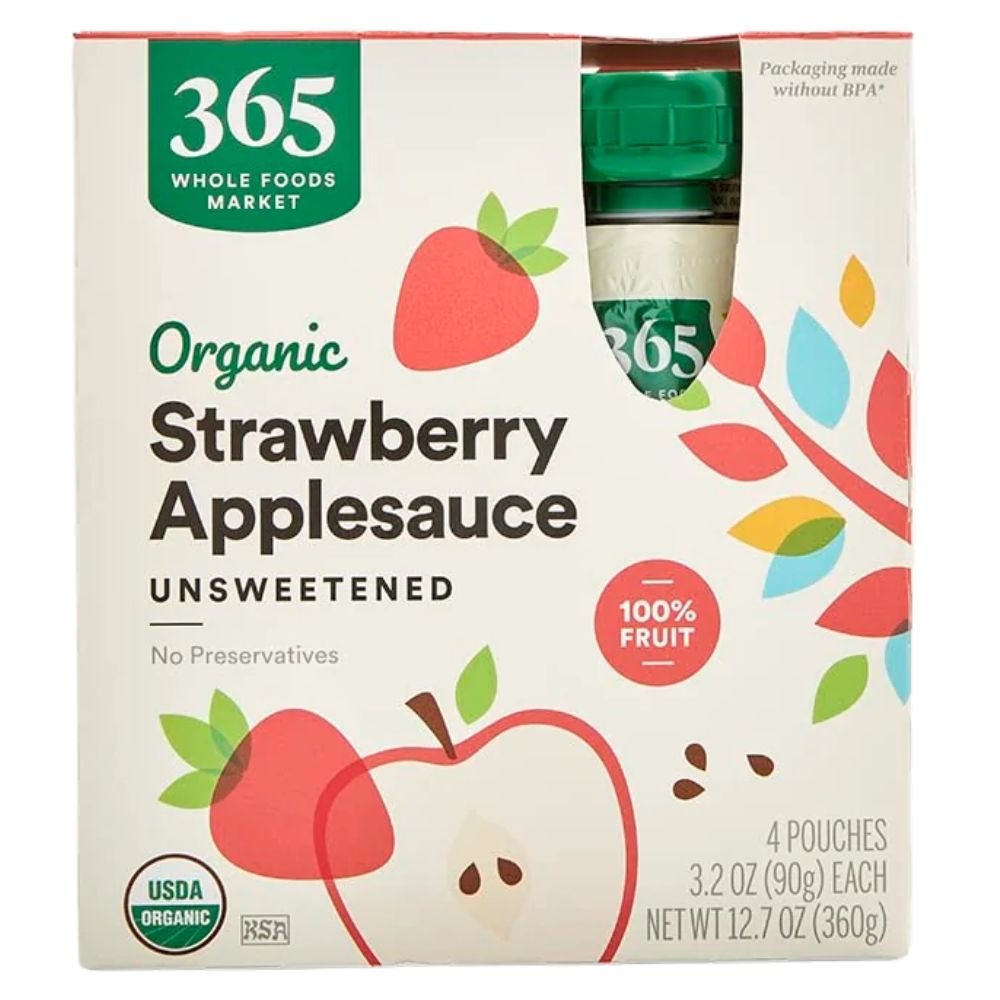 365 Whole Food Market Organic Strawberry Applesauce Unsweetened 4 Und
