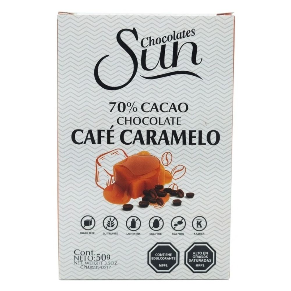 Chocolate Sun Oscuro 70% Cacao Cafe Caramelo 50g