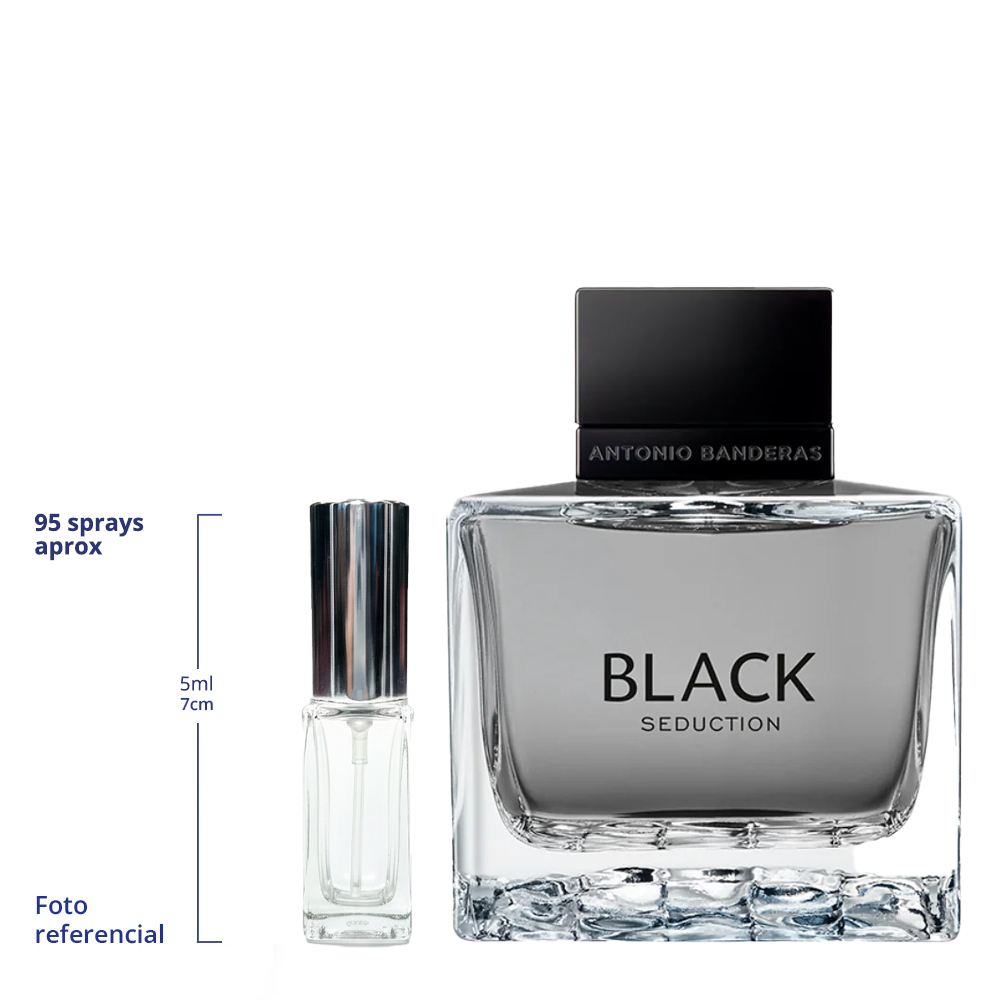 Antonio Banderas Black Seduction Decant Travel Size 5ml y 10ml de 75 a 150 Sprays Aprox Eau De Toilette For Men