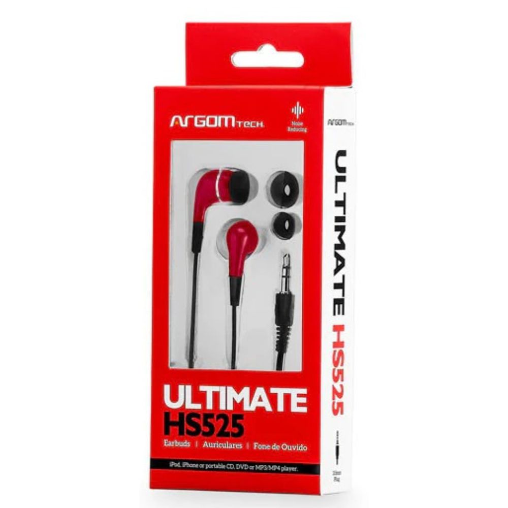 Argom Tech Audifonos Auriculares Ultimate HS525 Rojo Con Reduccion de Ruido