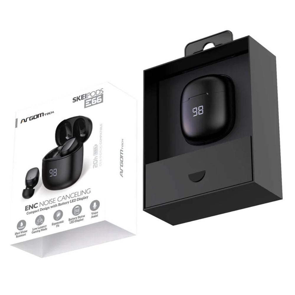Argom Tech Audífonos Inalámbricos Stereo Skei Pods E66 Negro