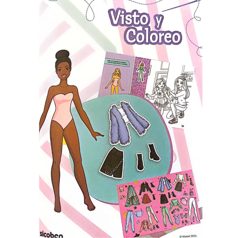 Libro De Actividades Visto Y Coloreo Barbie 16 pag + Stickers
