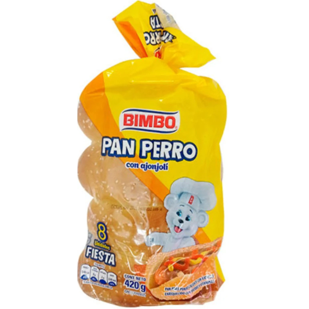 Bimbo Pan Perro con Ajonjoli 8 Und Fiesta 420 gr