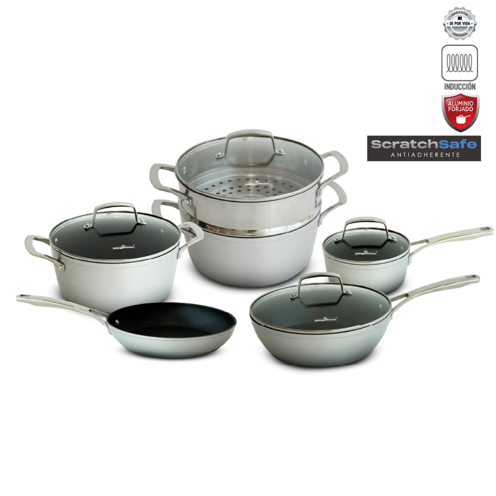 Magefesa Bateria de Ollas 10 Piezas L-Gant Forjada Plateada