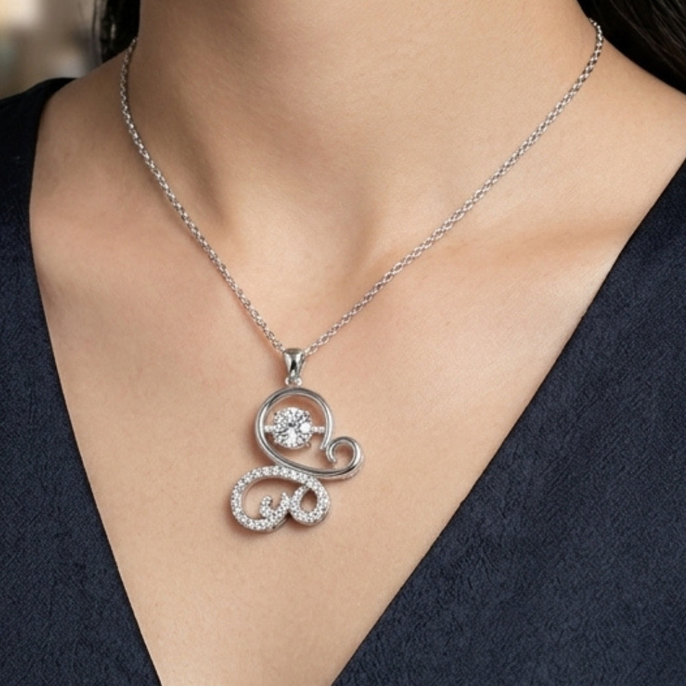 Heart Beat Collar Silver Butterfly