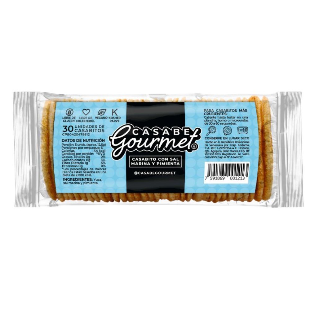 Casabe Gourmet Casabito Con Sal Marina y Pimienta