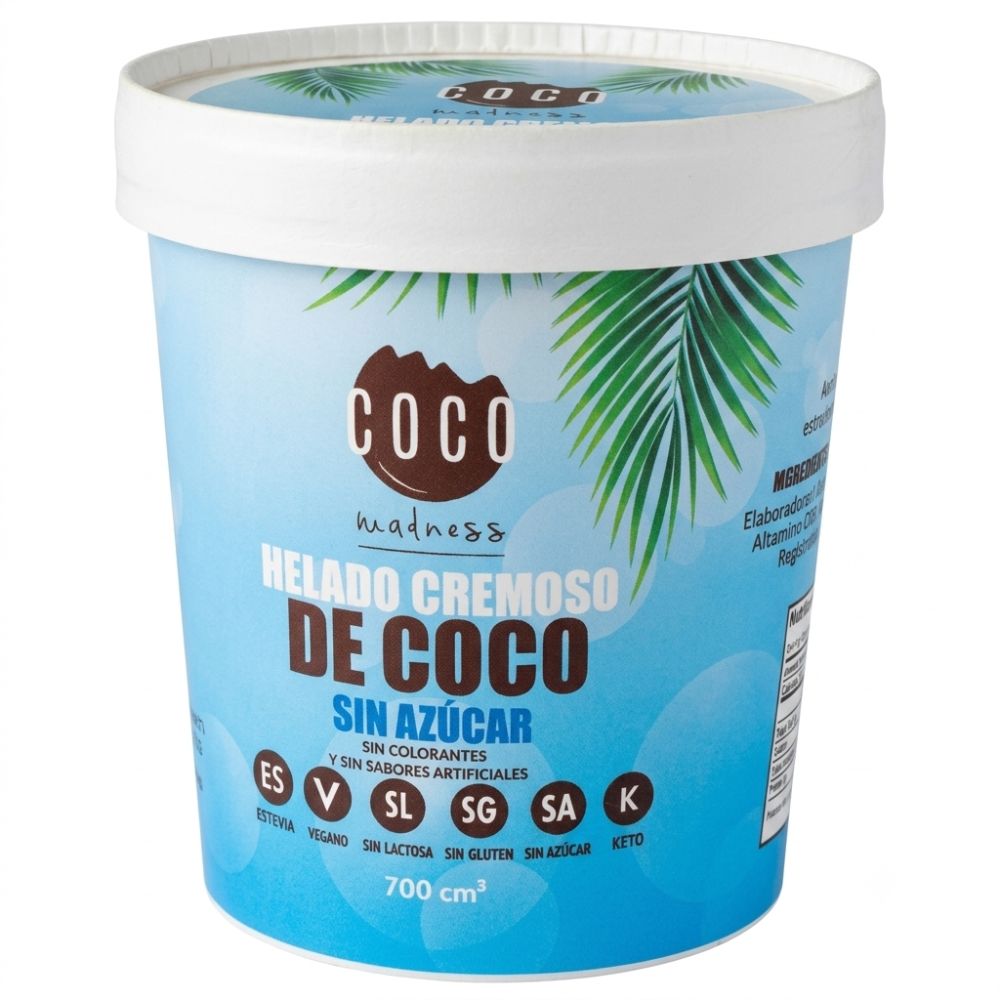 Coco Madness Helado Cremoso de Coco Sin Azúcar Envase 700ml