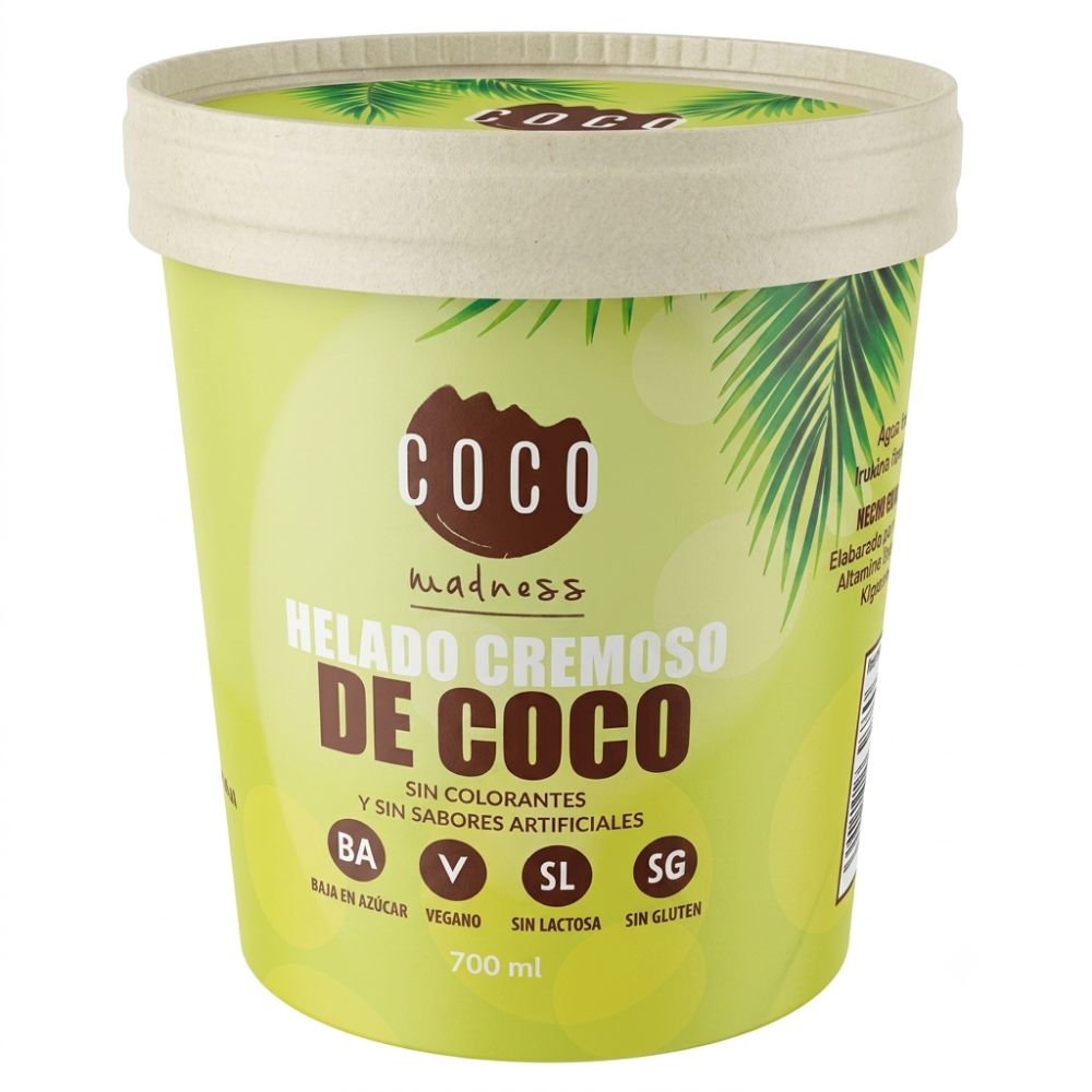 Coco Madness Helado Cremoso de Coco Bajo en Azucar Envase 700ml