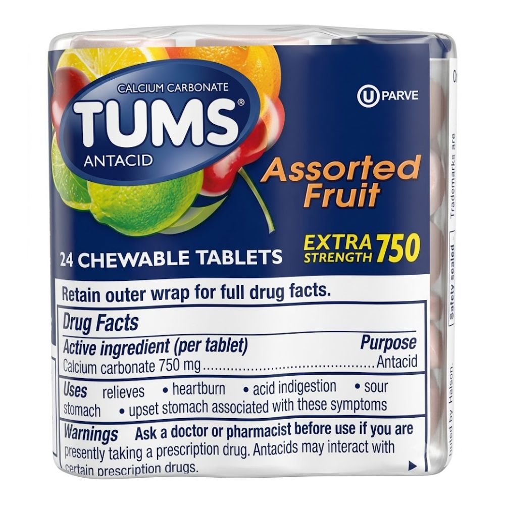 Tums Antiacid Assorted Fruit 24 Tabletas Masticables