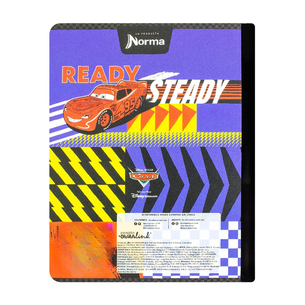 Norma Cuaderno Cars Una Linea 100 hojas Con Stickers Diseños Surtidos