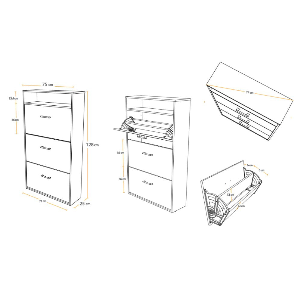 Casalista Zapatera 3 Puertas Bardolino/Blanco