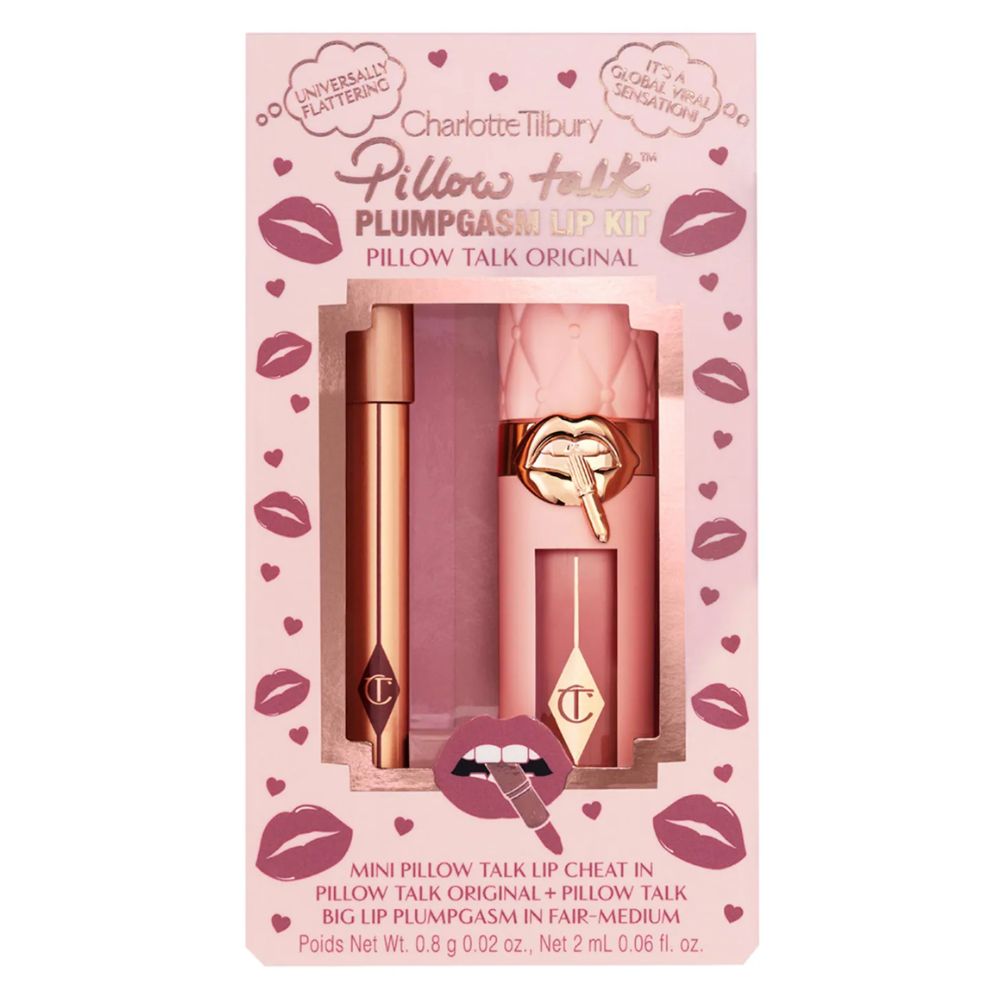 Charlotte Tilbury Pillow Talk Plumgasm Lip Mini Kit: Lip Cheat In + Big Lip Plumgasm In Fair Medium