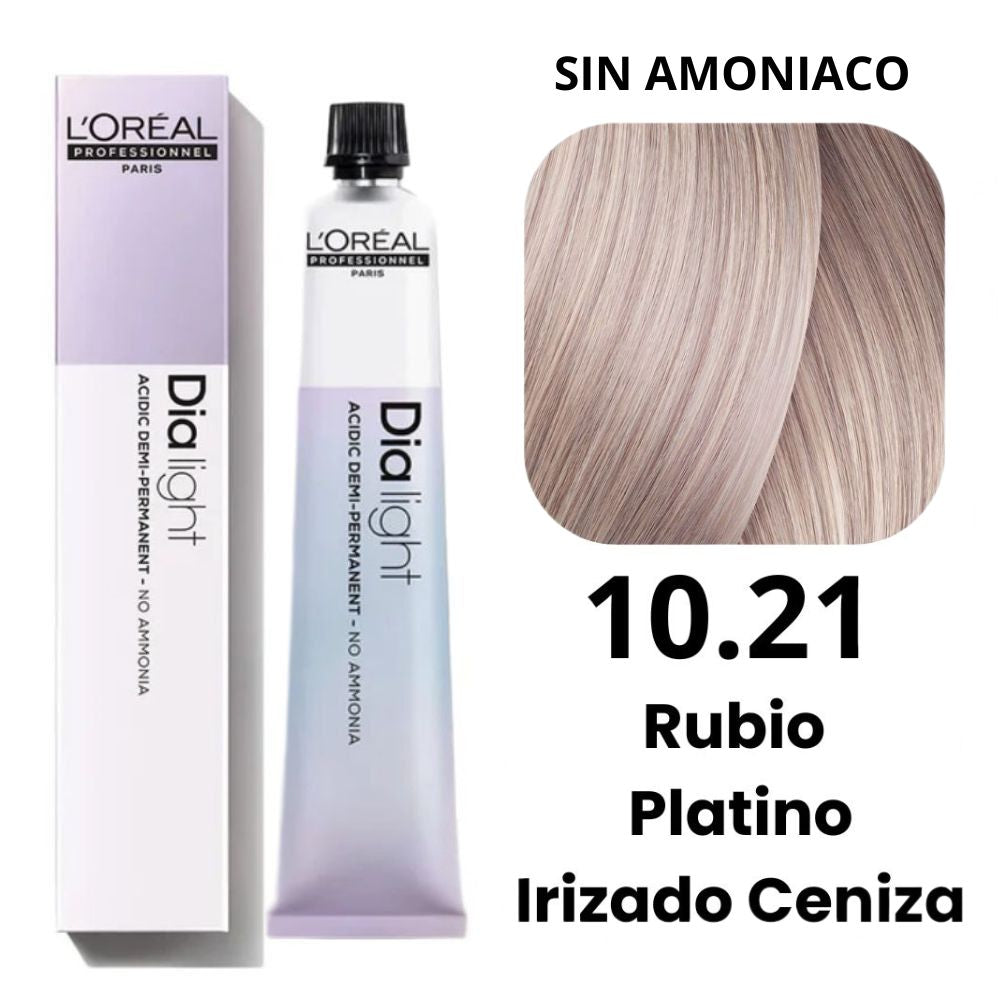Tinte Loreal Coloracion Dia Light 10.21 Milkshake Rubio Platino Irisado Ceniza Sin Amoniaco 50 mL
