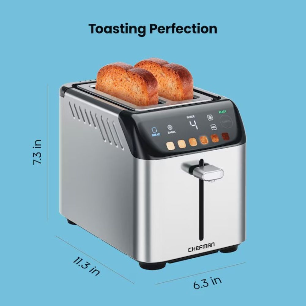 Chefman Tostadora Digital De Acero Inoxidable 2 Rebanadas