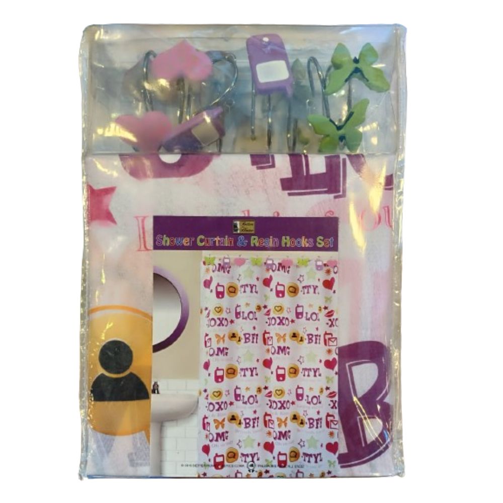 Cortina Para Ducha Shower Curtain & Resin Hooks Set 70" x 72" Niñas