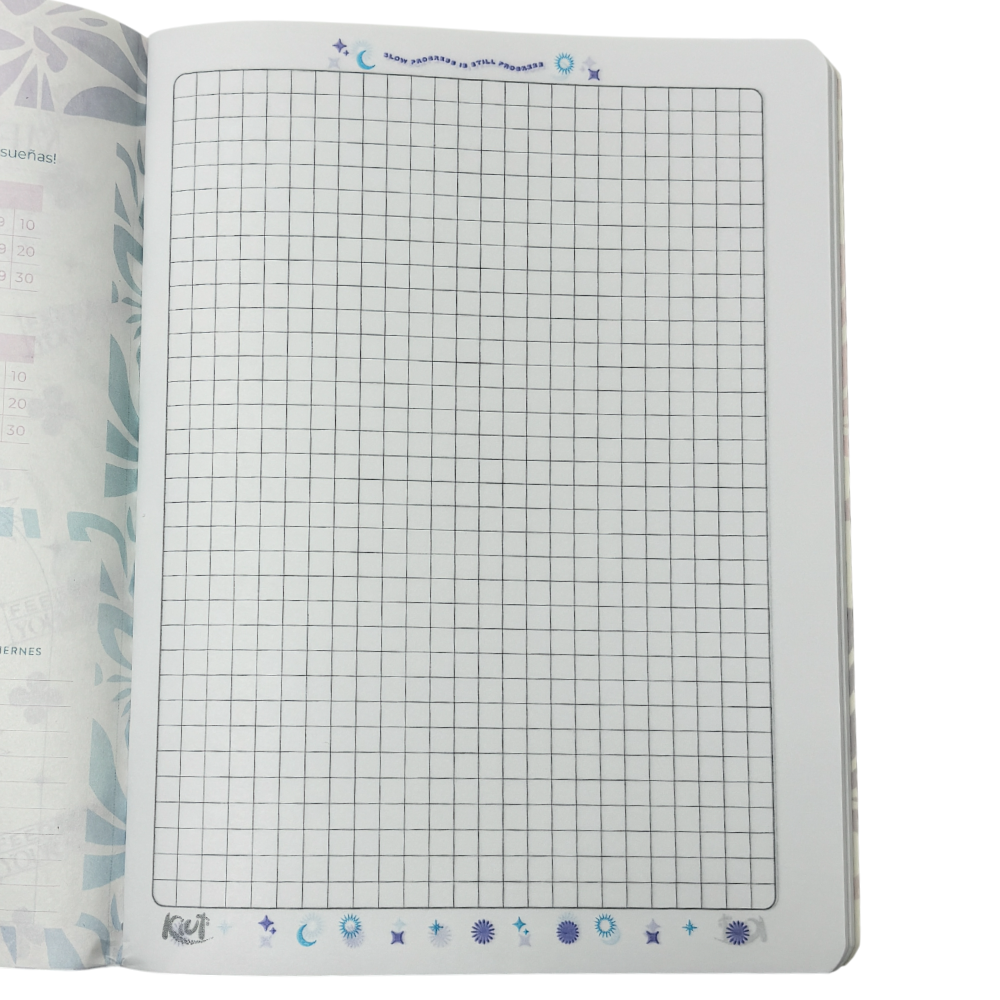 Kiut Cuaderno Cuadriculada 100 Hojas Con Sitckers Diseños Surtidos