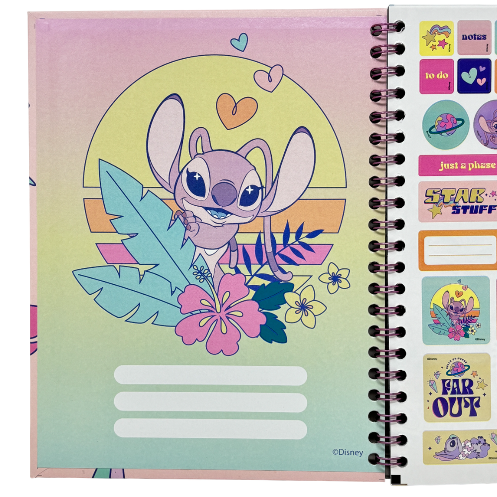 Norma Cuadero Argollada Stitch 4 Materias 100 Hojas Con stickers Diseños Surtidos