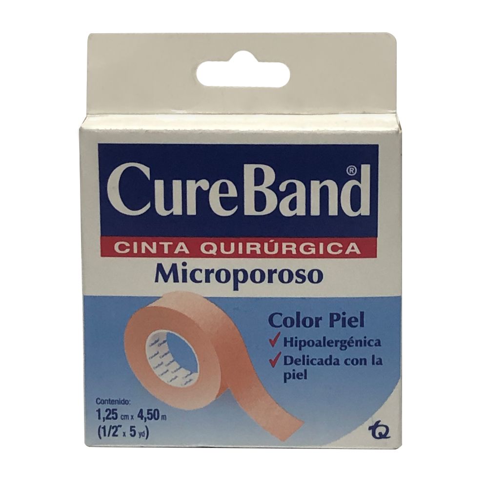 Cureband Cinta Quirúrgica Microporoso Color PIel 1.25cm X 4.50m