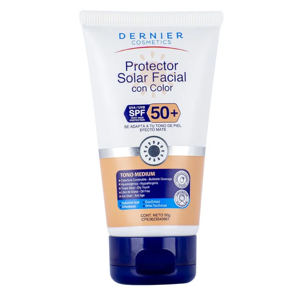 Dernier Protector Solar Facial Con Color Medium SPF50+ 50gr