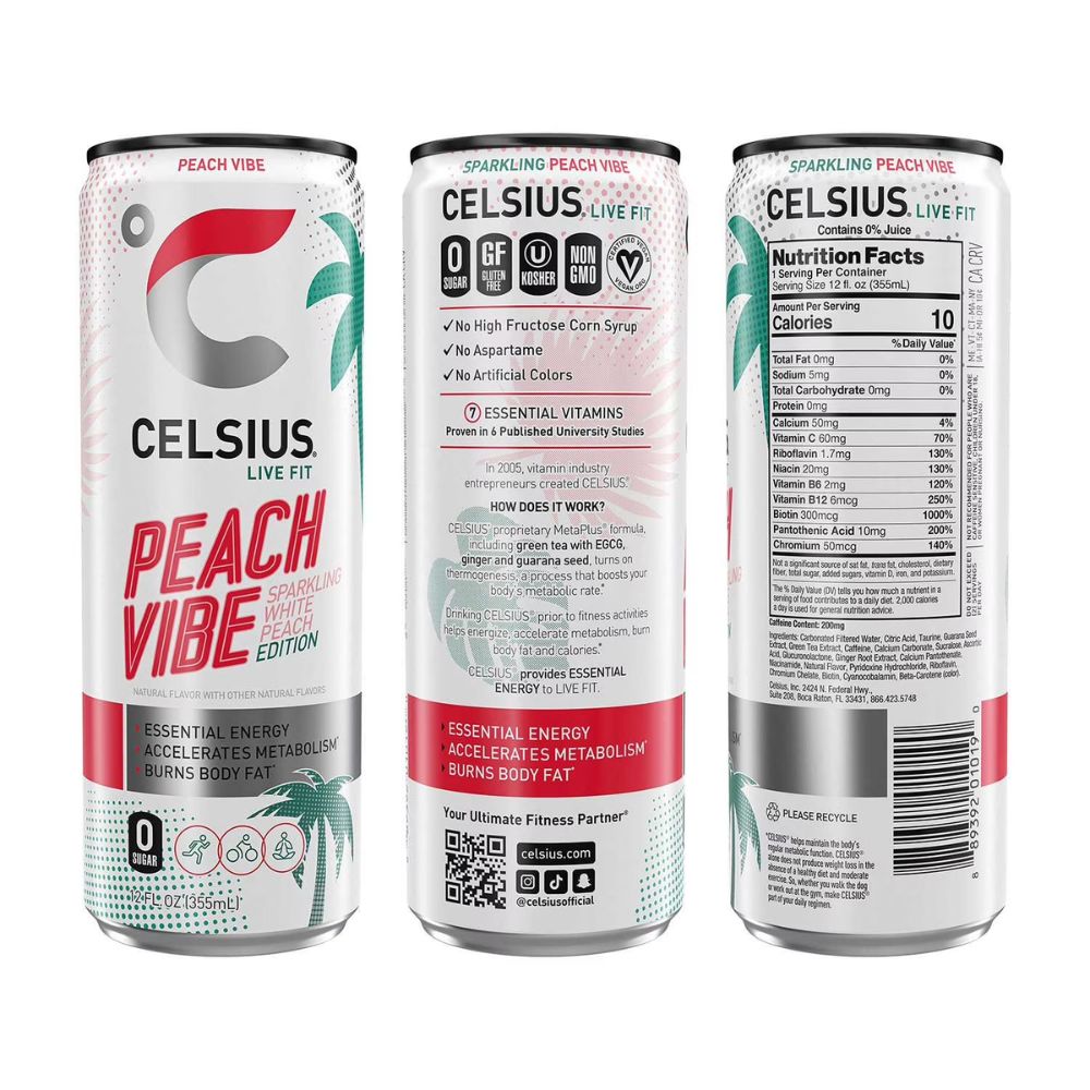 Celsius Liv Fit Sparkling Vibe Peach Pack 6 Und De 355ml
