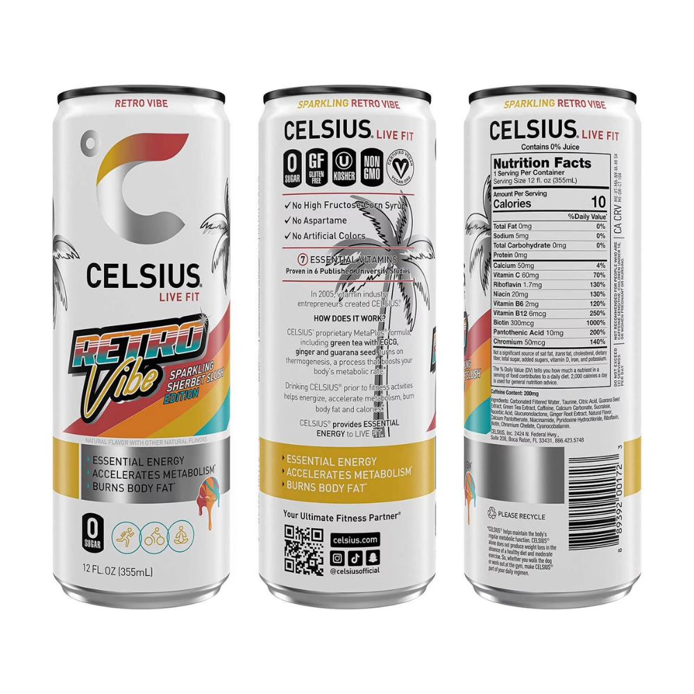Celsius Live Fit Sparkling Vibe Retro Pack 6 Und De 355ml