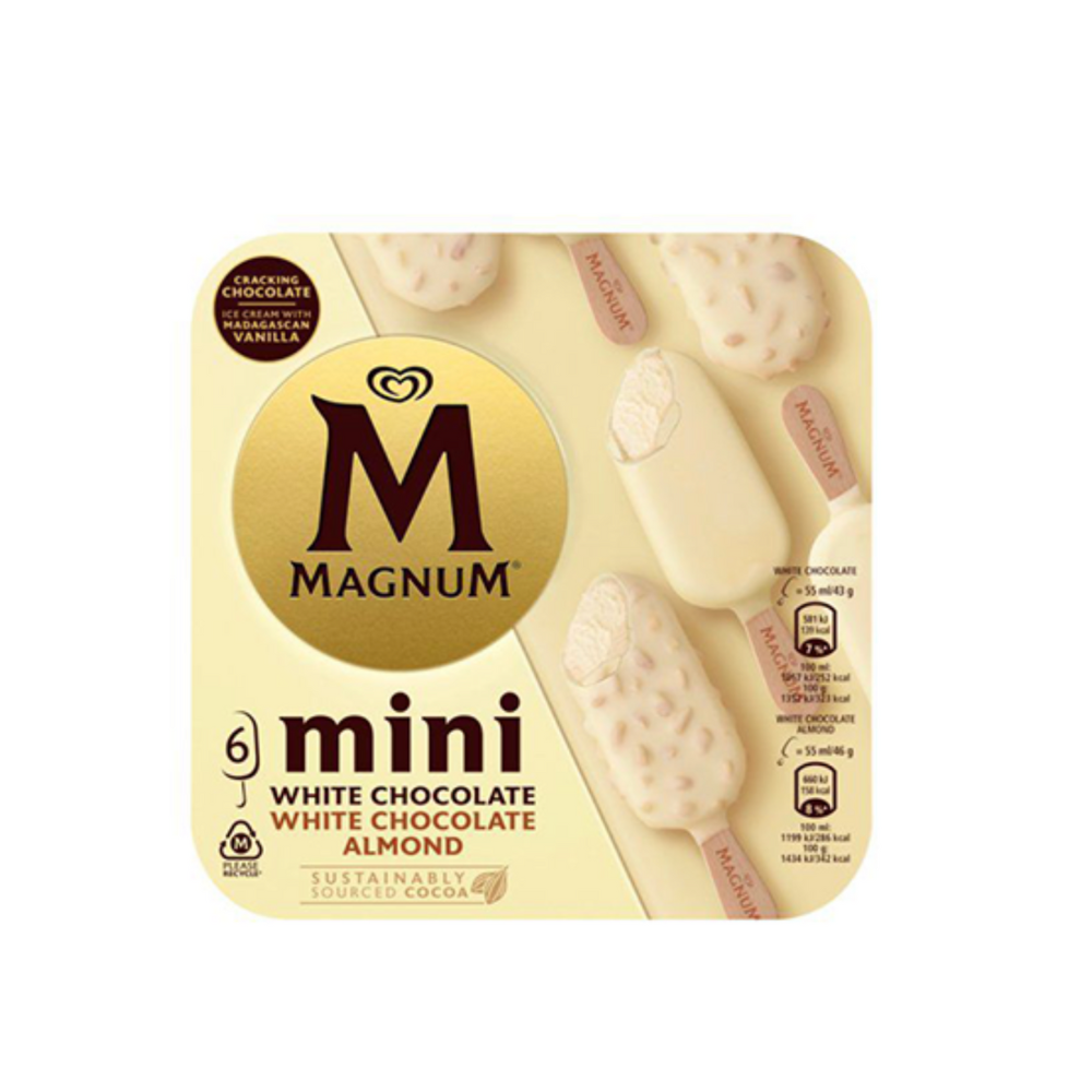 Helados Magnum 6 Pack Mini White Chocolate Almond