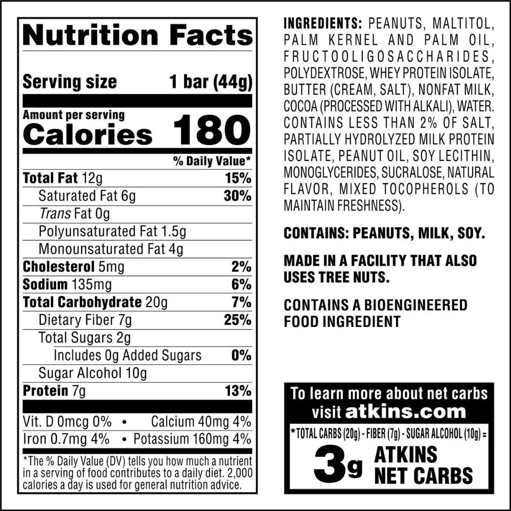 Atkins Barra Protein Snack Caramel Chocolate Nut Roll 44g
