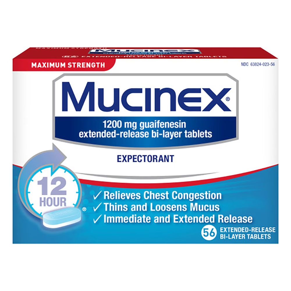Mucinex 12 horas Maximun Strength Expectoran 1200mg 56 Tablets