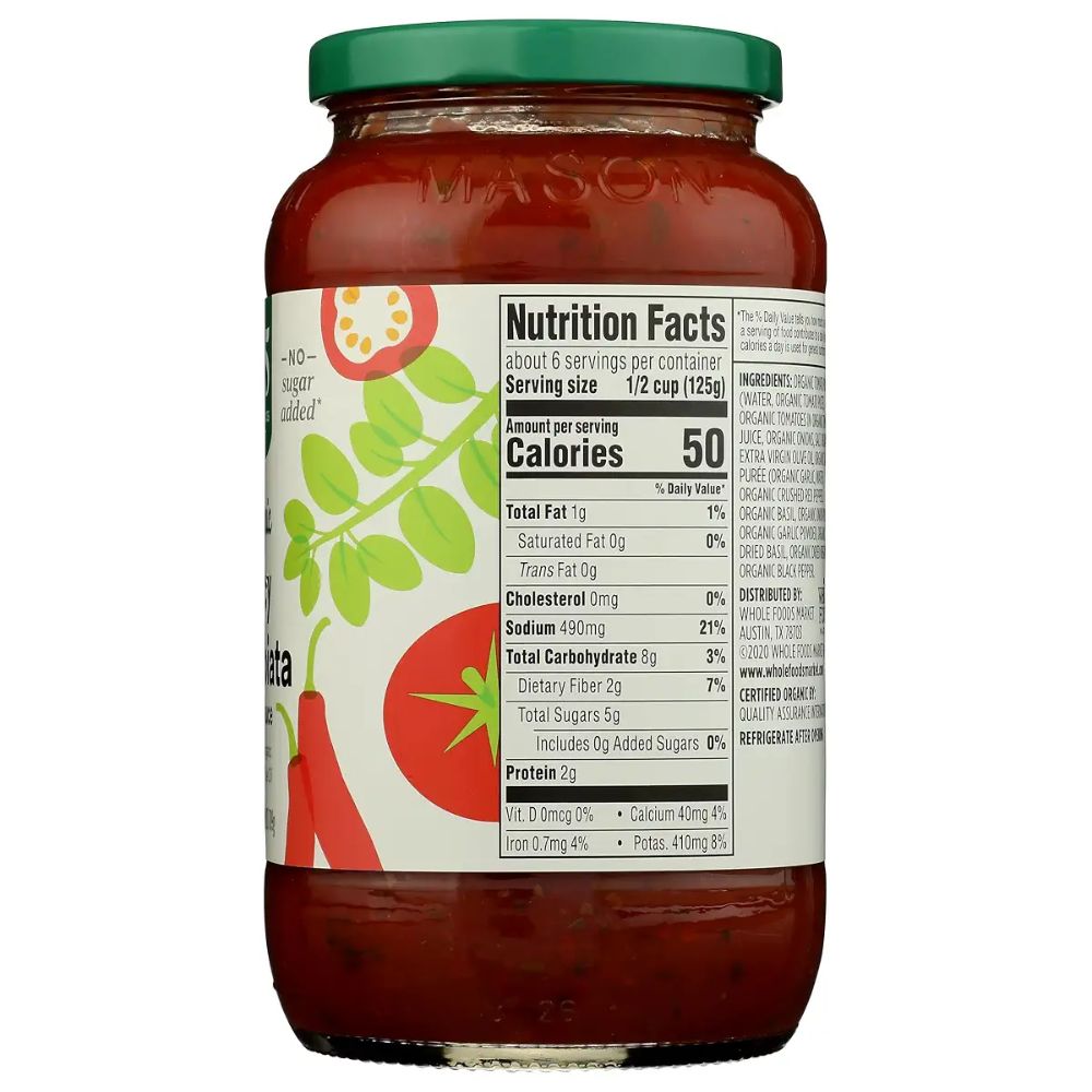 365 Whole Foods Market Organic Spicy Arrabbiatta Pasta Sauce 709g
