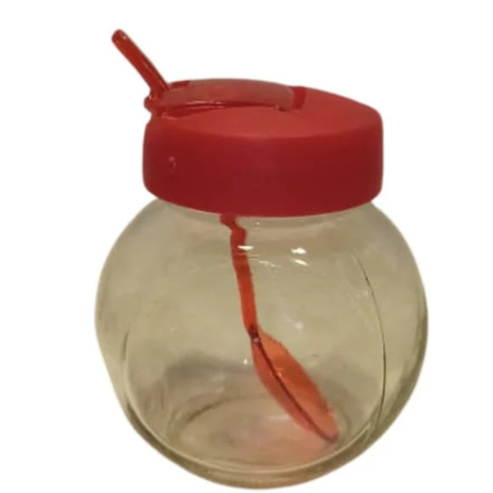 Azucarero de Vidrio Con Tapa y Cucharita Colores Varios