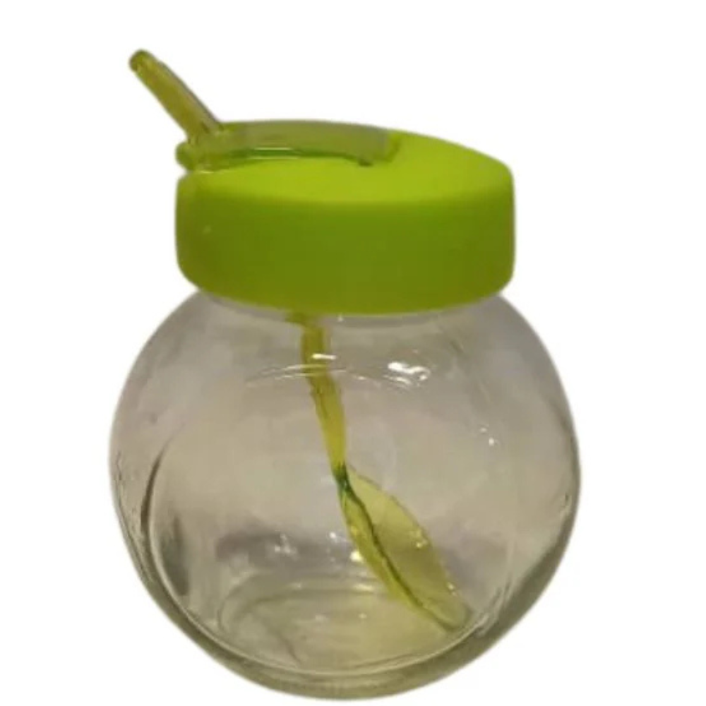 Azucarero de Vidrio Con Tapa y Cucharita Colores Varios