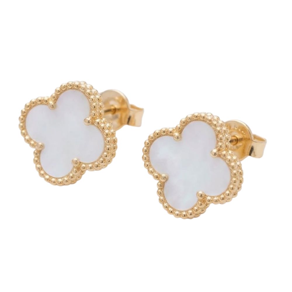 Element Of Love Set De Pulsera y Zarcillo Trebol White & Gold