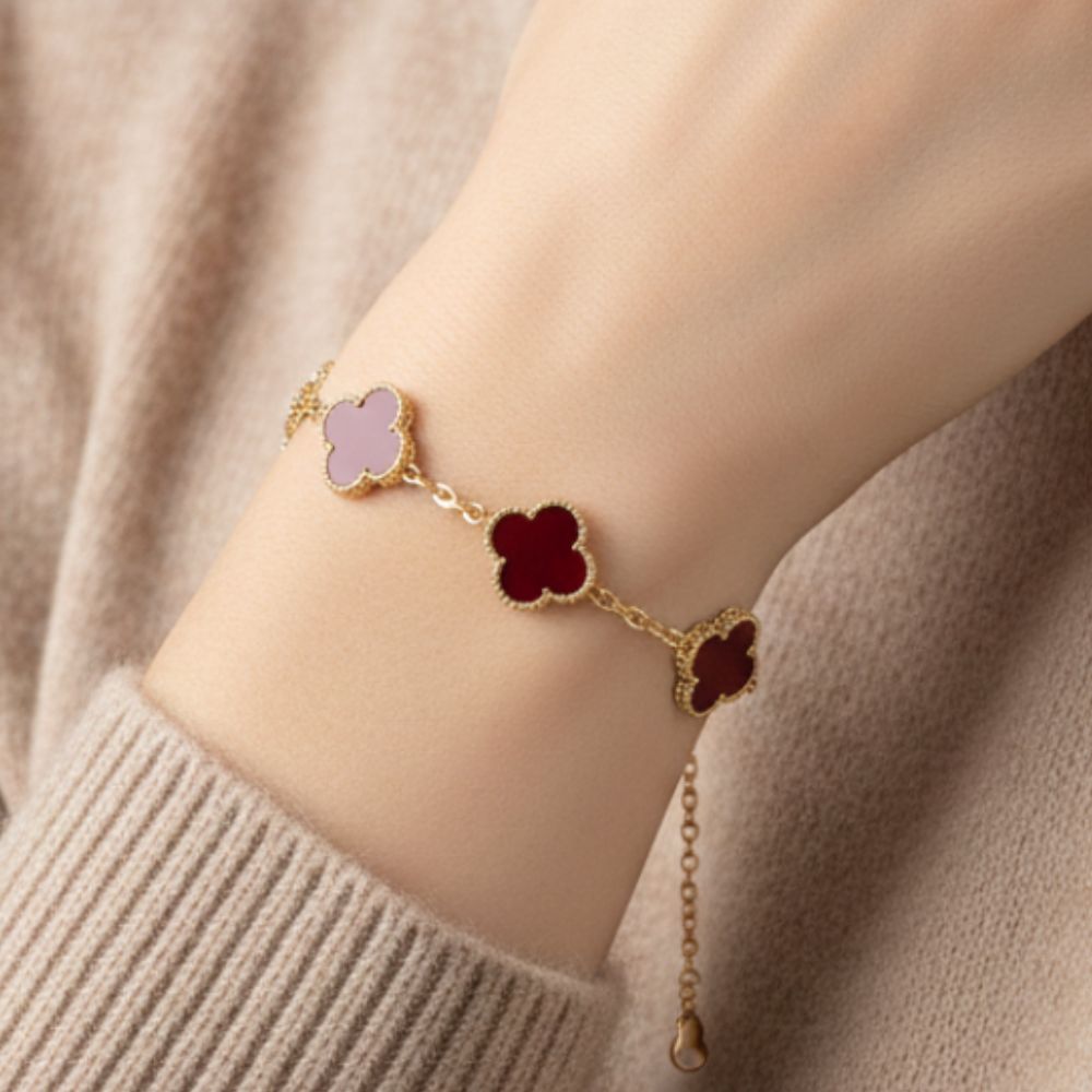 Element Of Love Pulsera Golden Trébol Red