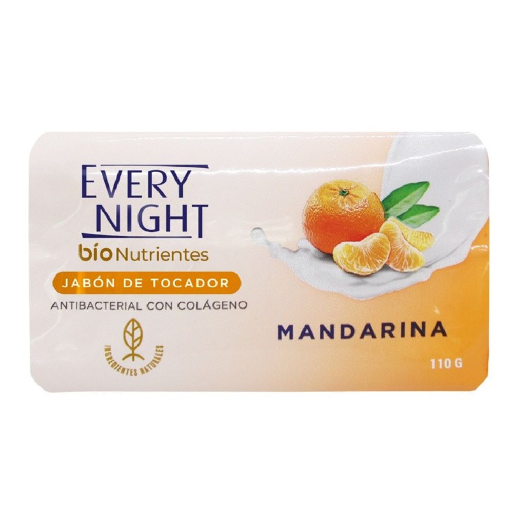 Every Night Jabón De Tocador Antibacterial Con Colágeno Mandarina 110gr